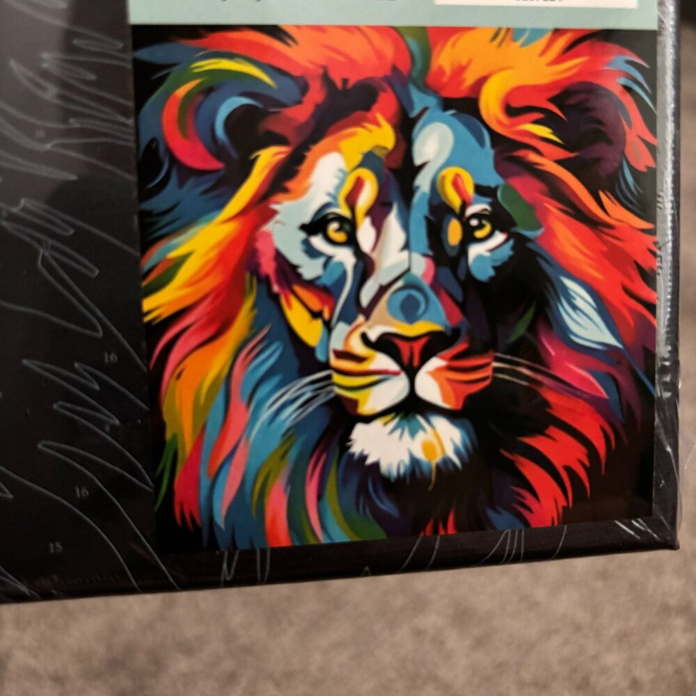 The Spring Shop Paint By Number Majestic Lion Neon Black Canvas 11.82" Kit
